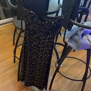 Betsey Johnson Strapless Black Dress with Floral Pattern